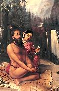 Raja Ravi Varma Vishwamitra and Menaka oil painting reproduction